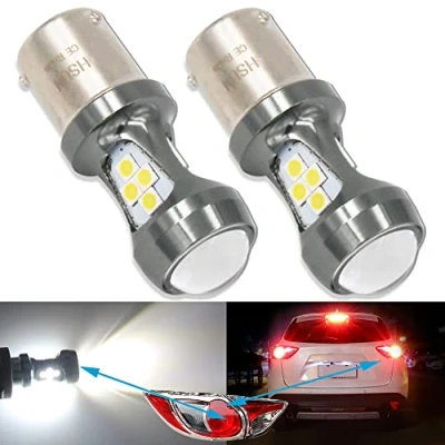 Image of HSUN BAZ15D P21/4W S7225 S25 LED Bulbs White 6000K Extremely Bright Canbus for Car Brake Light Tail Back Up Light,2 Pack