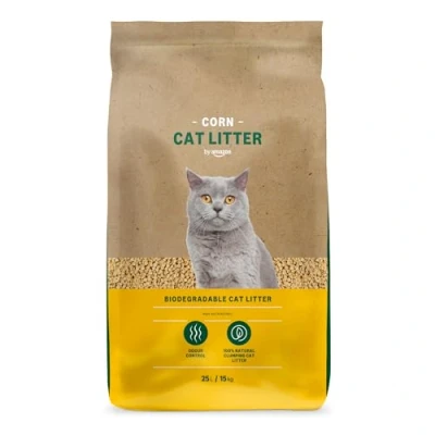 Image of Amazon Brand Lifelong Clumping Corn Cat Litter, Unscented, 25 L (Pack of 1)