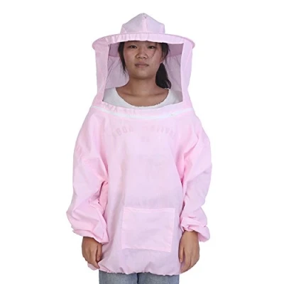 Image of Zerodis Beekeeping Suit, Protective Cotton Jacket Hat Kit with Veil Bee Keeper Equipment (Pink)