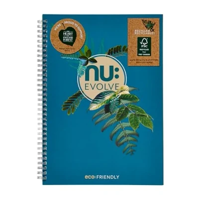Image of NU: Notebooks Evolve Teal Range Recycled Notebook A4 Wirebound 120 Pages (NU004095 FSC)