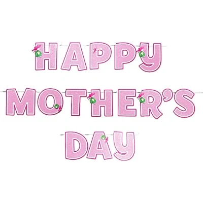 Image of Elegant Pink Happy Mother&#039;s Day Banner 180 cm Perfect for Memorable Mom&#039;s Celebration (1 Pc.)