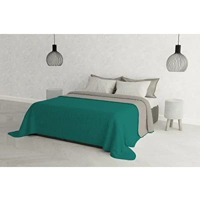 Image of MB Home Italy “Elegant Summer Quilt, 260x270 cm, Light Grey/Water Green