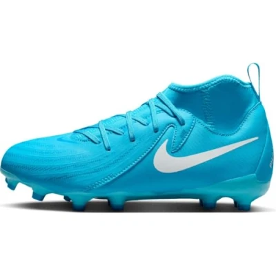 Image of Nike Performance JR Phantom LUNA II ACAD FG/MG Unisex Moulded stud football boots for kids, Size: 2, Blue fury/white Textile/synthetics
