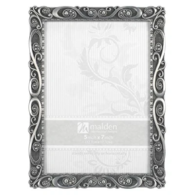 Image of Malden International Designs 5371 57 Morgan Pewter Metal Picture Frame, 5x7, Silver