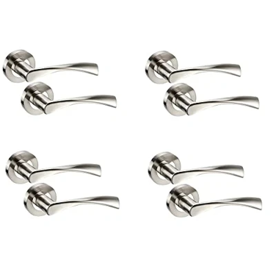 Image of Golden Grace 4 Pairs of Astrid Design Dual Finish Chrome Door Handles On Rose Polished Chrome/Satin Nickel