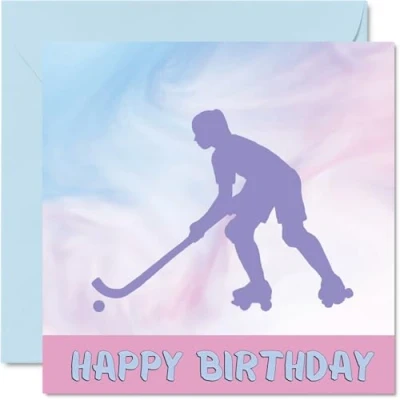Image of Sport Birthday Cards for Women Girls Roller Hockey in Boxing Card Friend Sister Daughter Niece Teammate, 145mm x Athlete Greeting