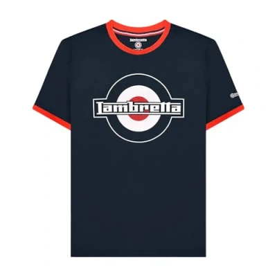 Image of Lambretta Mens Logo Ringer Short Sleeve T Shirt Navy 3XL