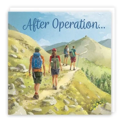 Image of Hunts England Walking After Operation Card For Him, Her Milo&#039;s Gallery Walkers Get Well Feel Better Soon Speedy Recovery Hiking Fans Boys, Girls, Men, Women