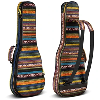 Image of CAHAYA Ukulele Case Cotton Bag for 21 Inch 9MM Thick Soft Padding Adjustable Straps Bohemia Vintage Style