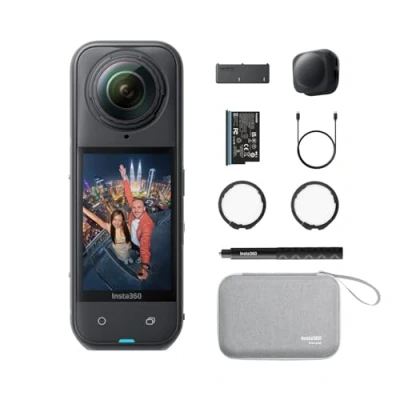 Image of Insta360 X5 Essentials Bundle Waterproof 8K 360 Action Camera, Leading Low Light, Invisible Selfie Stick Effect, Rugged and Replaceable Lens, 3 Hour Battery, Built in Wind Guard, Stabilization