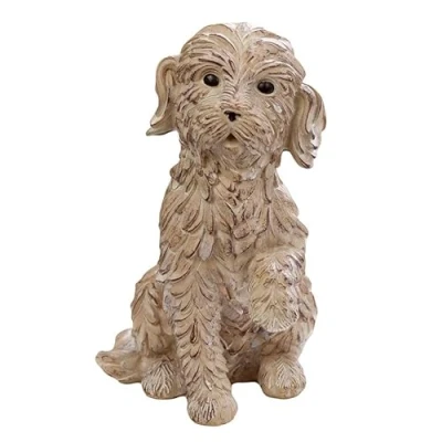 Image of Raised Paw Cockapoo Ornament 17cm Resin Textured Sitting Puppy Dog Indoor Figurine