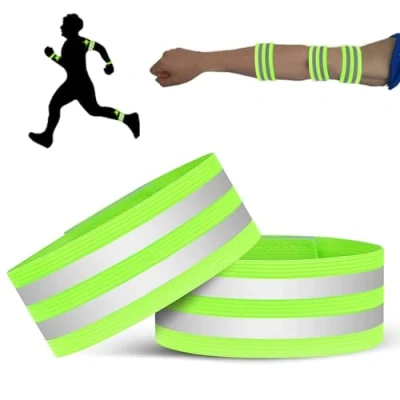 Image of High Visibility Armbands, 2 PCS Reflective Armbands Bike Ankle Bands Running Safety Gear Elasticated Wristbands Hi Vis Security Arm Straps Belts For Walking Cycling, Night Activities
