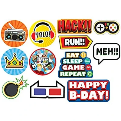 Image of Amscan 9913852 Party Town Kids Birthday Cardboard Cut Out Decorations 12 Pack