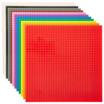 Image of Strictly Briks Classic Baseplates, 12 Pack 25x25cm for Building Bricks, Bases Tables, Mats, and More, Compatible with LEGO Blocks, Base Plates, Rainbow Colors