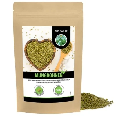 Image of mung beans (500g, 1.1 lb), without additives, vegan