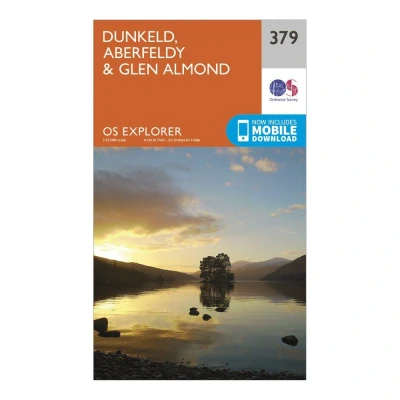 Image of Dunkeld, Aberfeldy &amp; Glen Almond Map River Tay Ordnance Survey OS Explorer 379 Scotland Walks Hiking Maps Adventure