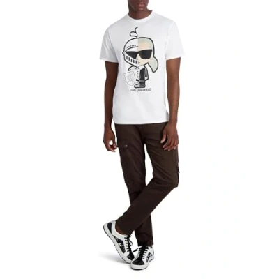 Image of Karl Lagerfeld Paris Men&#039;s Knight Printed Graphic Tee Shirt T, White, XL
