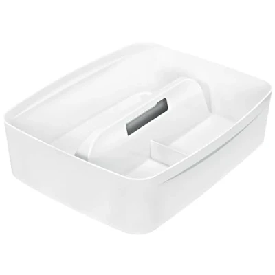 Image of Leitz MyBox Organiser Tray with Handle Large, Storage, Waterproof, BPA Free and Food Safe, White, 53220001