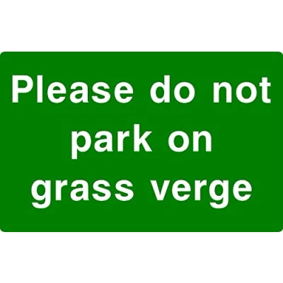 Image of Please Do Not Park On Grass Verge Aluminium Composite Safety Sign 200mm x 135mm Green/White.
