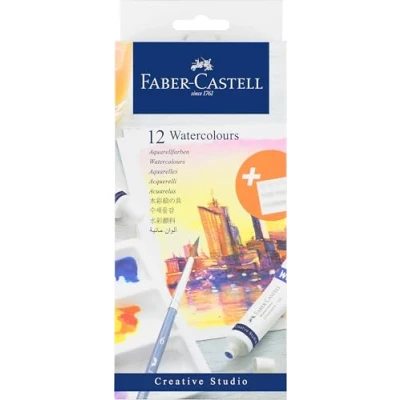 Image of Faber Castell Creative Studio 169612 Watercolour Paints 12 Tubes 9 ml Each Including Mixing Palette