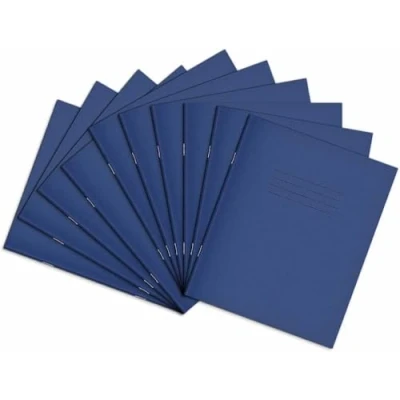 Image of Rhino 8 x 6.5 Exercise Books, 80 Page / 8mm Lined with Margin Paper Notebook, 10 Pack, Writing Book, Office &amp; School Stationery Supplies, Dark Blue