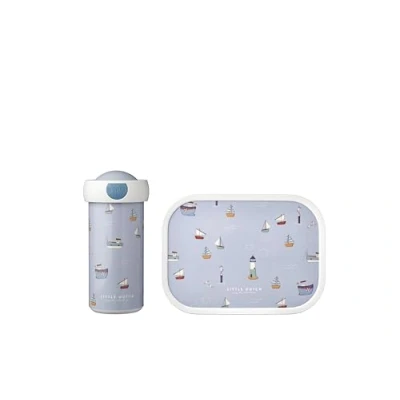 Image of Mepal Lunch Set Campus Little Dutch for Children with School Beaker &amp; Box or On The Go Dishwasher Safe BPA Free 300 ml + 750 Sailors Bay