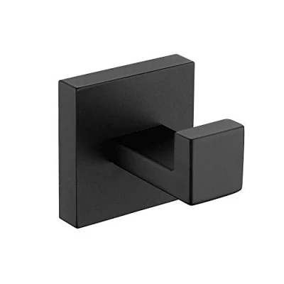 Image of Melairy 304 Stainless Steel Bathroom Square Towel Hook Matte Black Finish Wall Mount Coat Hat Door Hanger Accessories