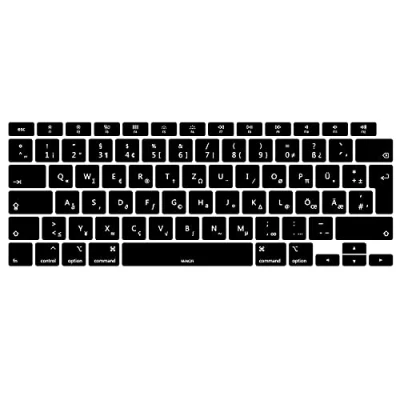 Image of MiNGFi German QWERTZ Silicone Keyboard Cover for MacBook Air 13&quot; Touch ID Model M1 A2337 A2179 (2020+) EU/ISO layout Black