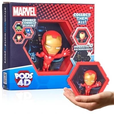 Image of WOW! PODS 4D Marvel Ironman, Unique Connectable Collectable Bobble head figure that Bursts from their World into Yours, Wall or Shelf Display, Toys and Gifts, Series 1 no. 408