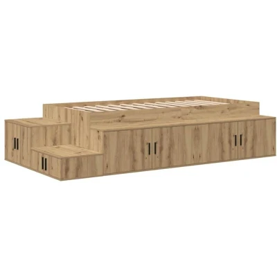 Image of vidaXL Storage Bed Frame Artisan Oak 100x200 cm