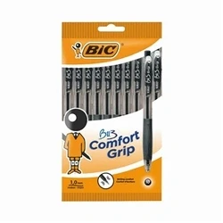 Image of Bic BU3 Grip Retractable Ballpoint Pen (Pack of 10) Black 996727