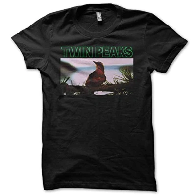 Image of Twin Peaks with Varied Thrush, Men&#039;s T Shirt, Black S XXL (Large)