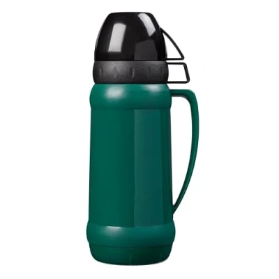 Image of Chef Aid 1 Litre Flask with 2 Cups Stay Hydrated Anywhere! Freezer Safe, Suitable for Liquids up to 100C, Green
