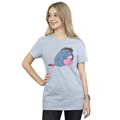 Image of Disney Women&#039;s Winnie The Pooh Eeyore Mouth Boyfriend Fit T Shirt Sport Grey Large