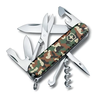 Image of Victorinox Climber Swiss Army Pocket Knife, Medium, Multi Tool, 14 Functions, Blade, Bottle Opener, Camouflage