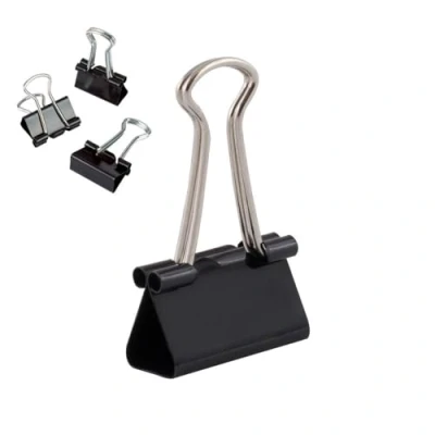 Image of D.RECT Foldback Clips Multi Purpose Paper Binder Clip Office 25 mm Pack of 12 x Packaging