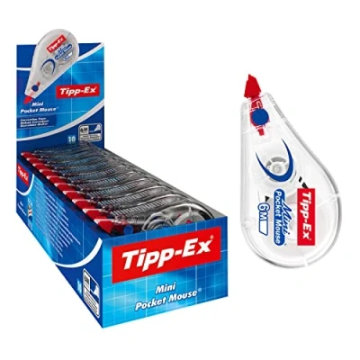 Image of Tipp Ex Mini Pocket Mouse Plastic Tape Box of 10 Ideal Quality, 6 m, Tear Resistant Tapes with Smooth Glide, White