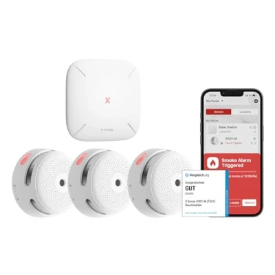 Image of X Sense Wi Fi Smoke Alarms for Home with SBS50 Base Station, Wireless Interlinked Smart Alarm Security System, Fire Alarm, Compatible APP, FS31