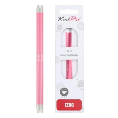 Image of Knit Pro KP47001 Zing: Double Ended Knitting Pins: 15cm x 2.00mm, Pink