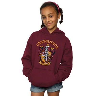 Image of Harry Potter Girls Gryffindor Crest Hoodie Burgundy 3 4 Years