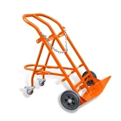 Image of Double Folding Cylinder Trolley; Holds 2 x 140/300mm Cylinder; Orange