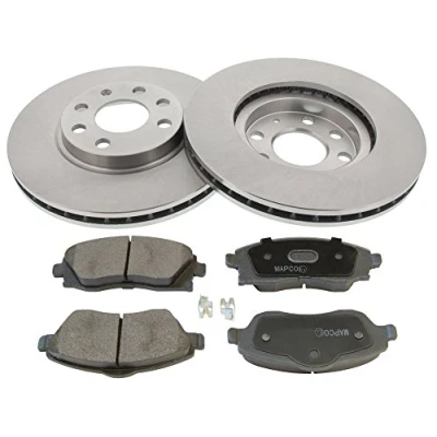 Image of 569000, 9196050, 95526646 Brake disc and pads set MAPCO 47673 Front Axle Vented VAUXHALL: Corsa Mk2