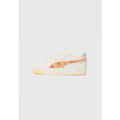 Image of PUMA Women&#039;s Carina Street LUX Crafted Flowers Sneaker, Warm White Almost Apricot, 4 UK