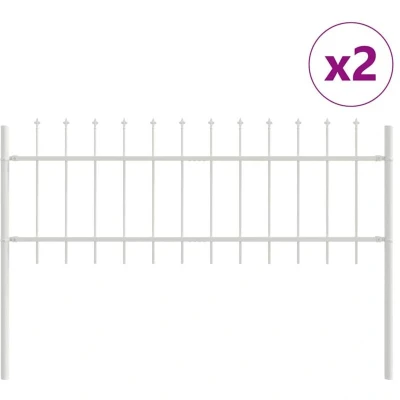 Image of vidaXL Garden Fence with Spear Top White, 3.4m x 0.6m, Steel