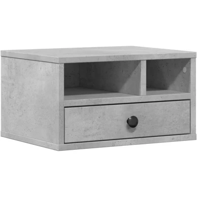 Image of vidaXL Printer Stand in Concrete Grey Engineered Wood Storage Organizer for Office/Home, 40x32x22.5 cm, Multifunctional Shelf