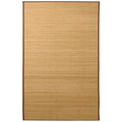 Image of vidaXL Bamboo Rug Non Slip Backing Cushion Brown Natural Polypropylene Border Perfect for Home and Office Size: 100x160 cm