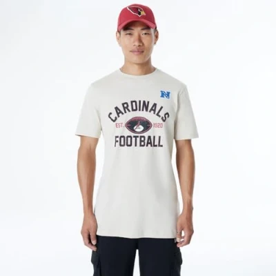 Image of ARIZONA CARDINALS New Era Cap NFL Regular T Shirt Distressed Screenprint Team Graphic Stone Unisex
