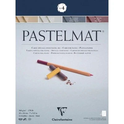 Image of Clairefontaine Ref 96110C Pastelmat Pastel Card Pad No.4 (12 Sheets) 360gsm 18 x 24cm Assorted Colours Specially Formulated For Use With Pastels