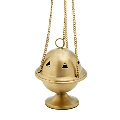 Image of NKlaus Incense Burner with Chain 30cm Brass Deco gold 7530
