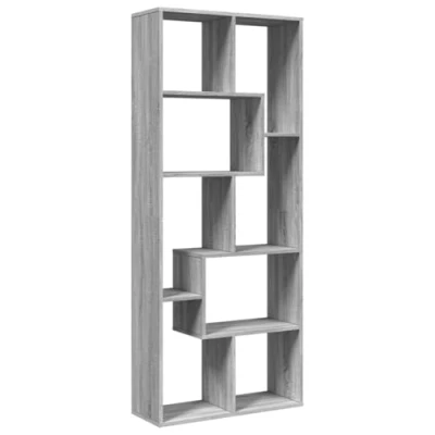 Image of vidaXL Room Divider Bookcase Book Rack Grey Sonoma Engineered Wood 8 Compartments Versatile Placement Modern Living Bookshelf 67x25x161.5 cm